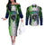 Personalised New Zealand Warriors Couples Matching Off The Shoulder Long Sleeve Dress and Long Sleeve Button Shirt Maori Silver Fern Green DT02 Green - Polynesian Pride