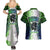 Personalised New Zealand Warriors Couples Matching Summer Maxi Dress and Hawaiian Shirt Maori Silver Fern Green DT02 - Polynesian Pride