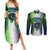 Personalised New Zealand Warriors Couples Matching Summer Maxi Dress and Long Sleeve Button Shirt Maori Silver Fern Green DT02 Green - Polynesian Pride