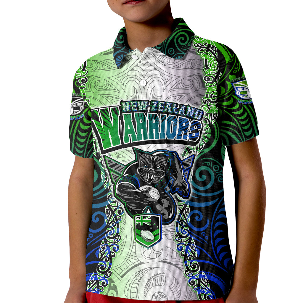 Personalised New Zealand Warriors Kid Polo Shirt Maori Silver Fern Green DT02 Kid Green - Polynesian Pride