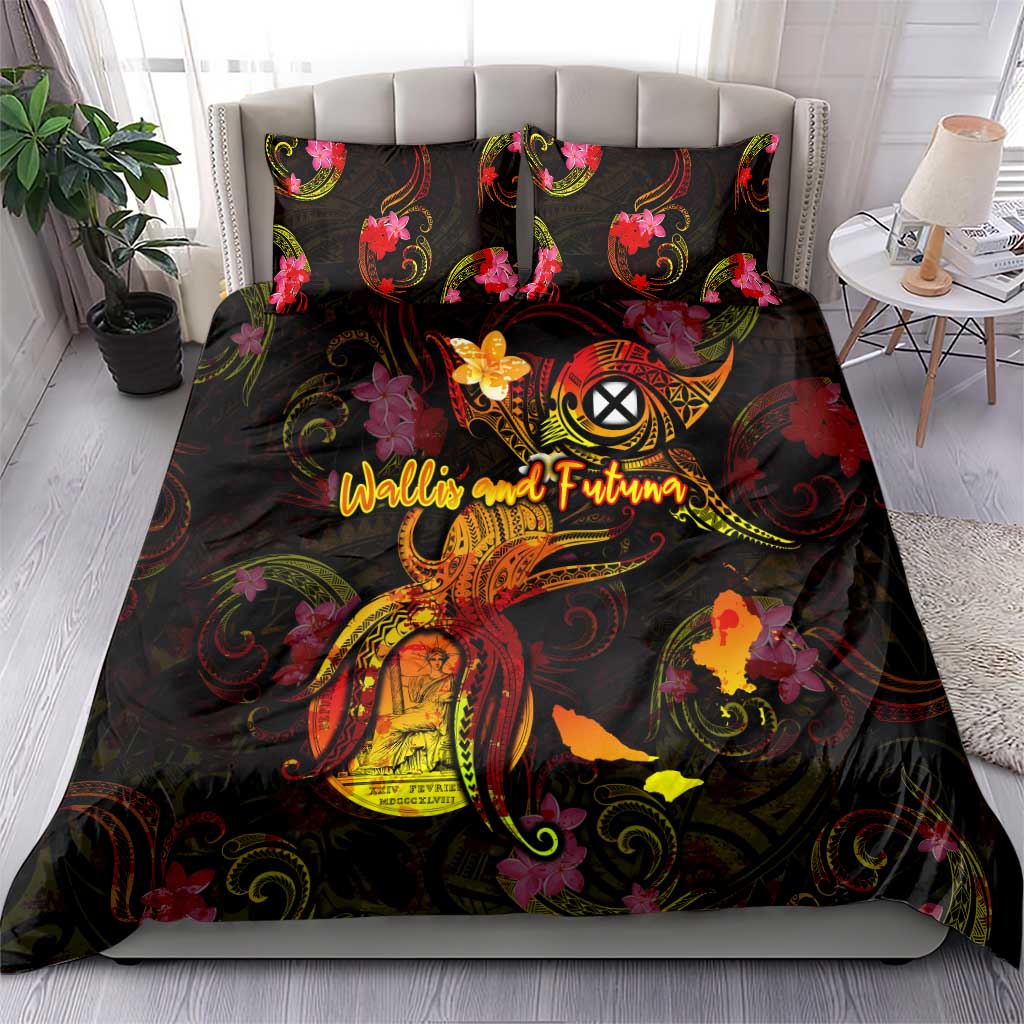 Wallis and Futuna Bedding Set Octopus Plumeria Polynesian Tattoo DT02 - Polynesian Pride