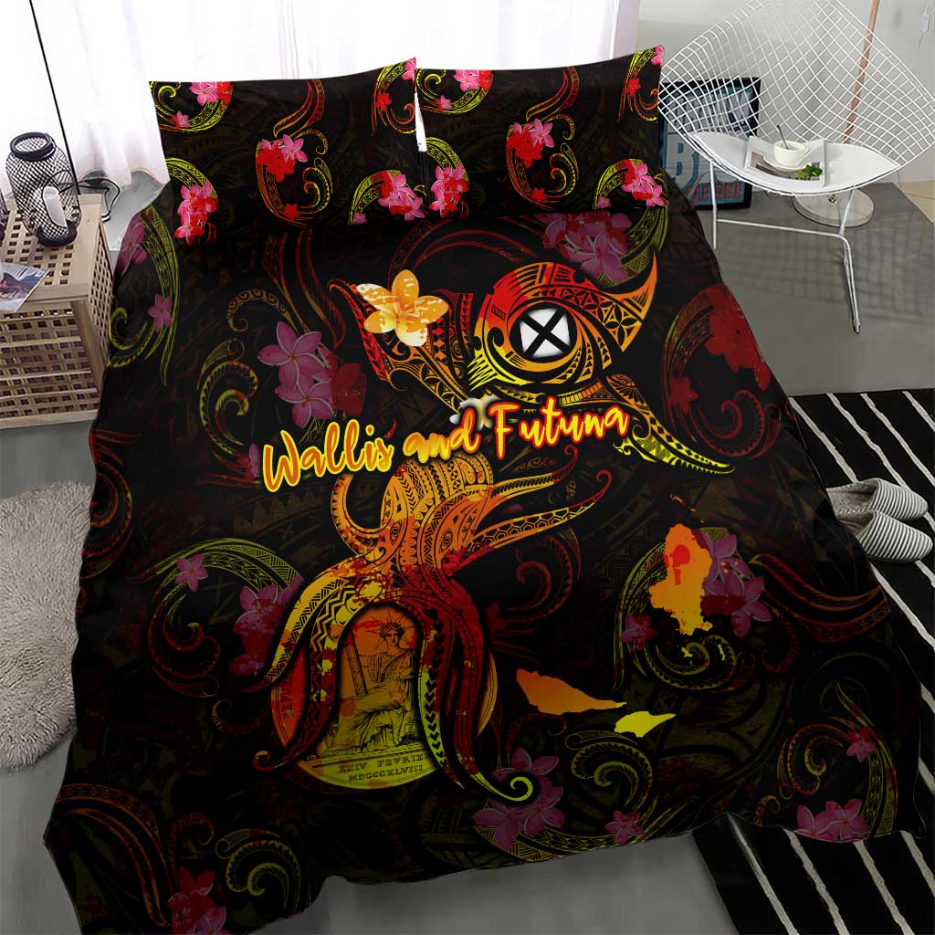 Wallis and Futuna Bedding Set Octopus Plumeria Polynesian Tattoo DT02 - Polynesian Pride
