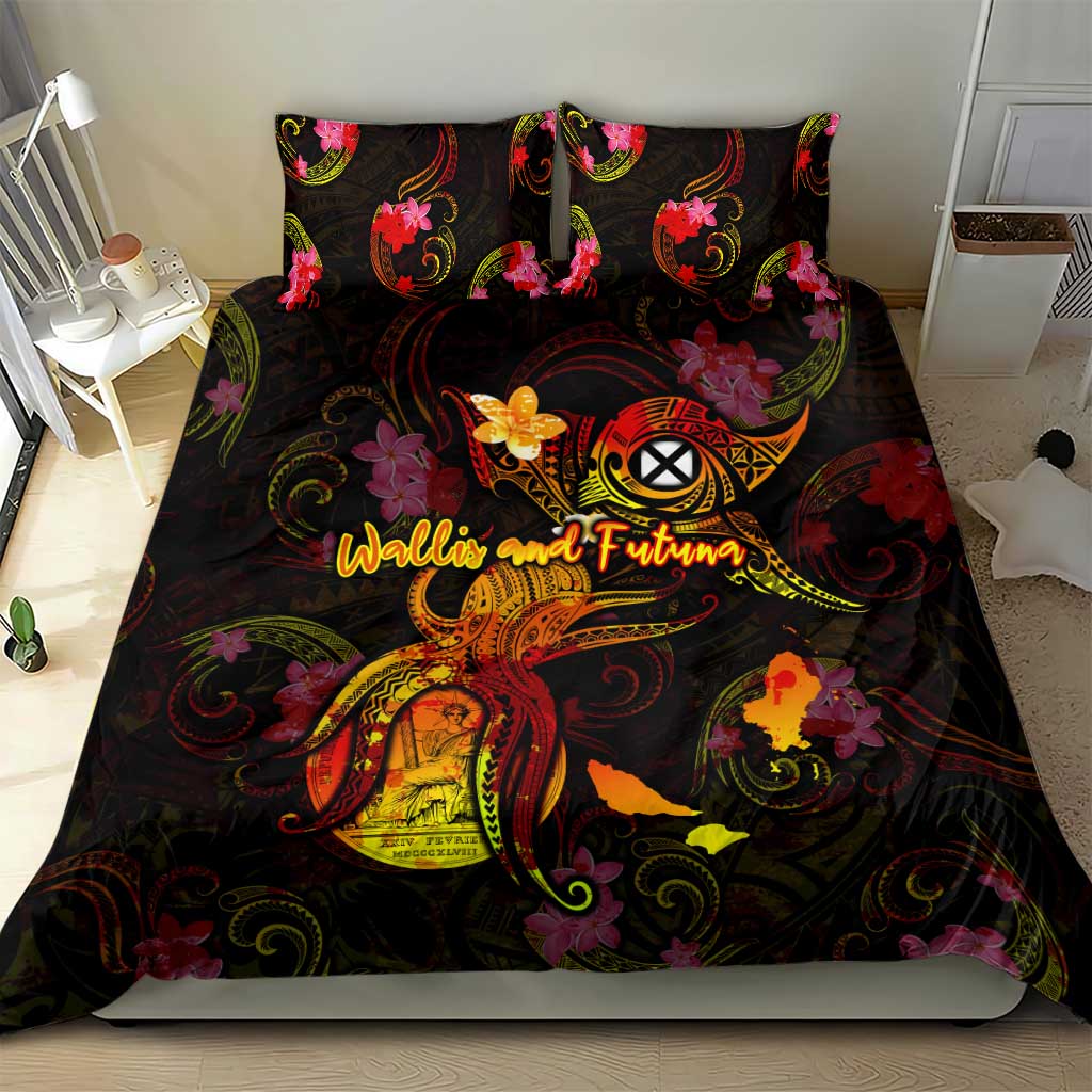 Wallis and Futuna Bedding Set Octopus Plumeria Polynesian Tattoo DT02 - Polynesian Pride