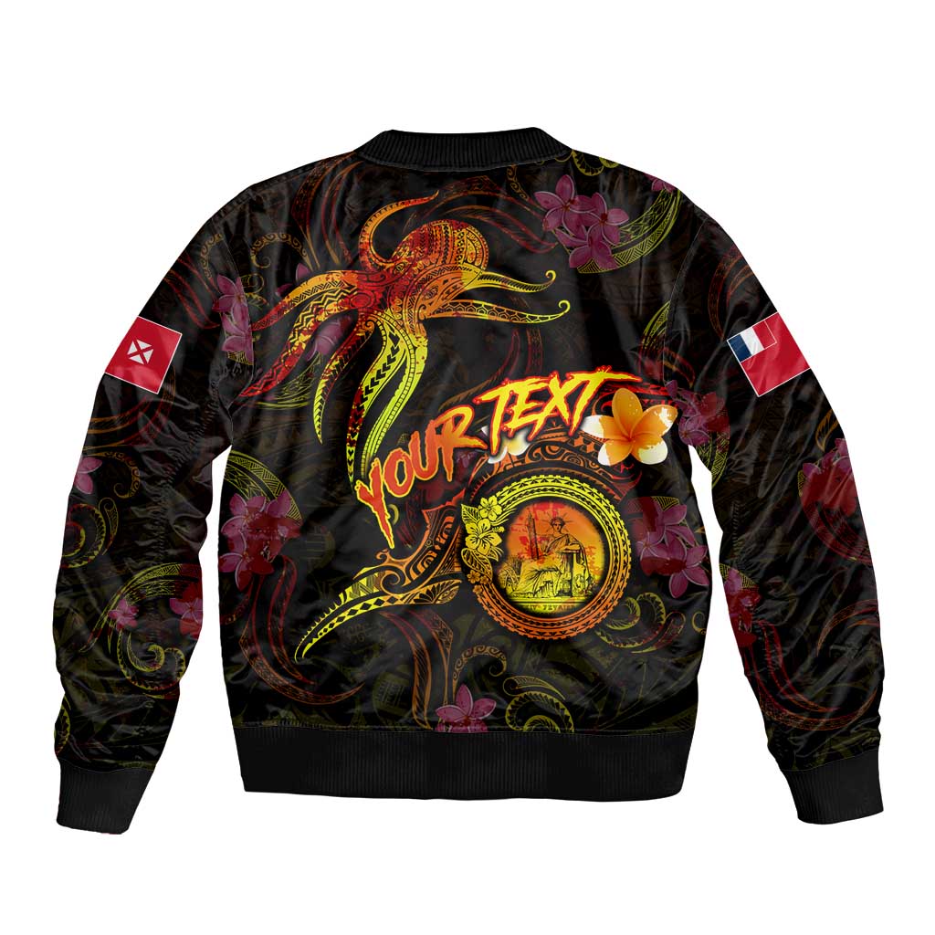 Wallis and Futuna Bomber Jacket Octopus Plumeria Polynesian Tattoo DT02 - Polynesian Pride