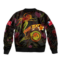 Wallis and Futuna Bomber Jacket Octopus Plumeria Polynesian Tattoo DT02 - Polynesian Pride