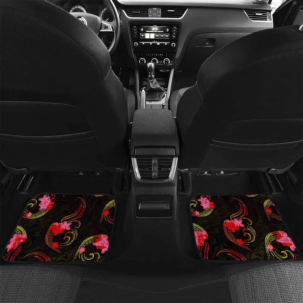 Wallis and Futuna Car Mats Octopus Plumeria Polynesian Tattoo DT02 Set 2pcs - Back Black - Polynesian Pride