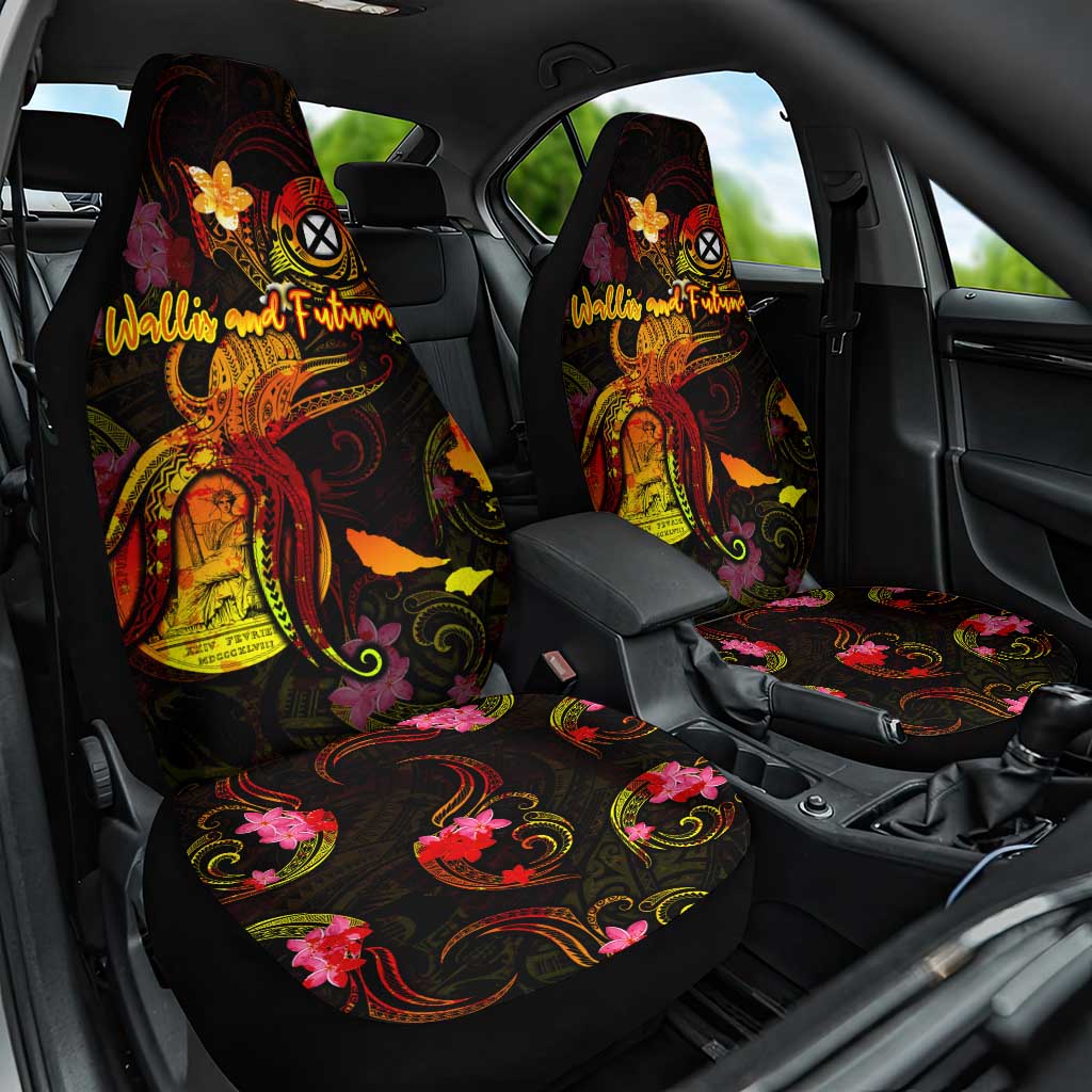 Wallis and Futuna Car Seat Cover Octopus Plumeria Polynesian Tattoo DT02 One Size Black - Polynesian Pride