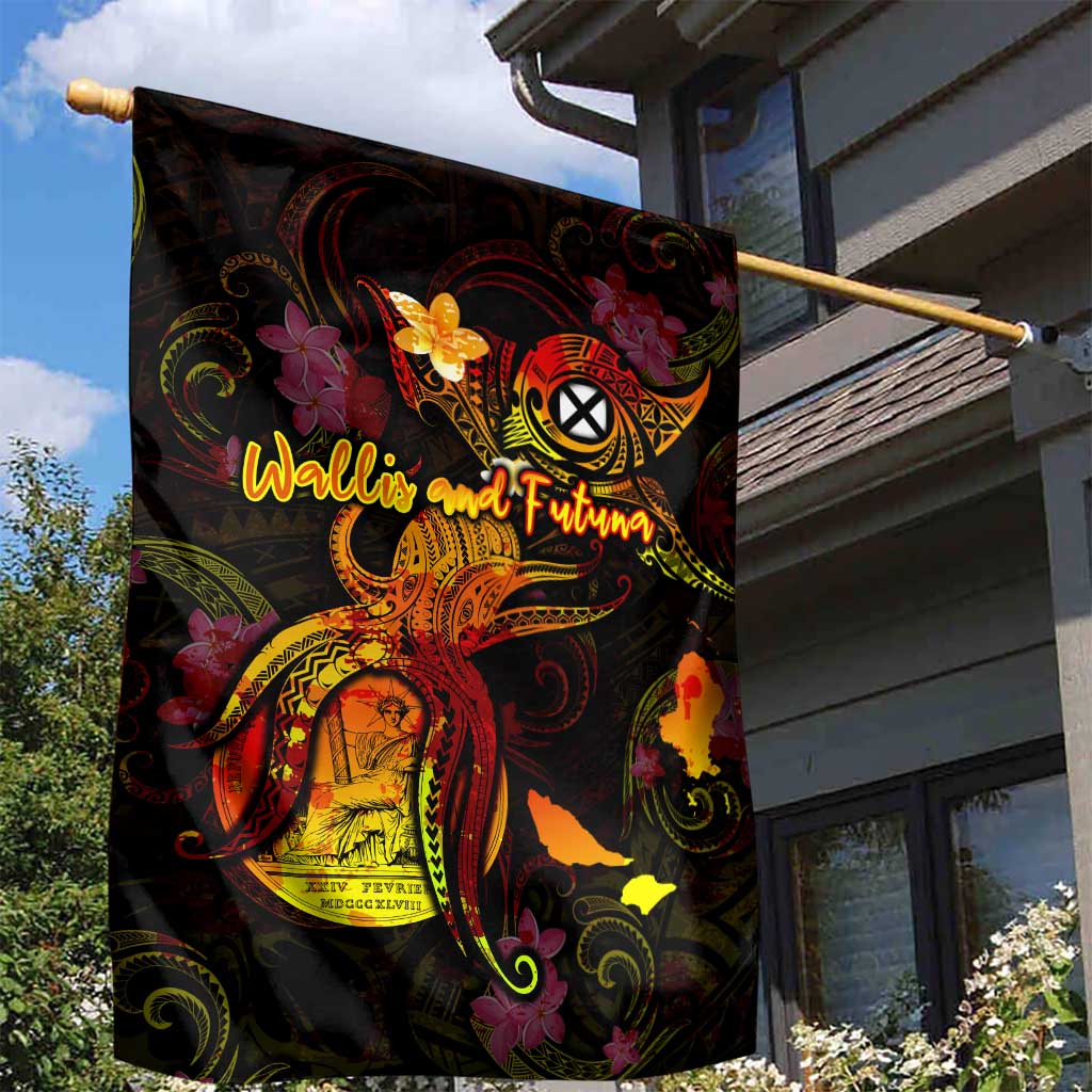 Wallis and Futuna Garden Flag Octopus Plumeria Polynesian Tattoo DT02 - Polynesian Pride