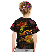 Wallis and Futuna Kid T Shirt Octopus Plumeria Polynesian Tattoo DT02 - Polynesian Pride
