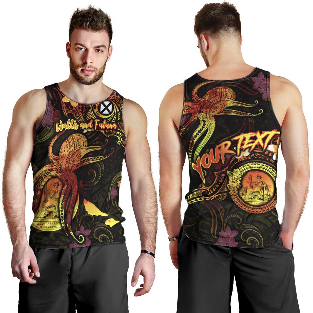 Wallis and Futuna Men Tank Top Octopus Plumeria Polynesian Tattoo DT02 - Polynesian Pride