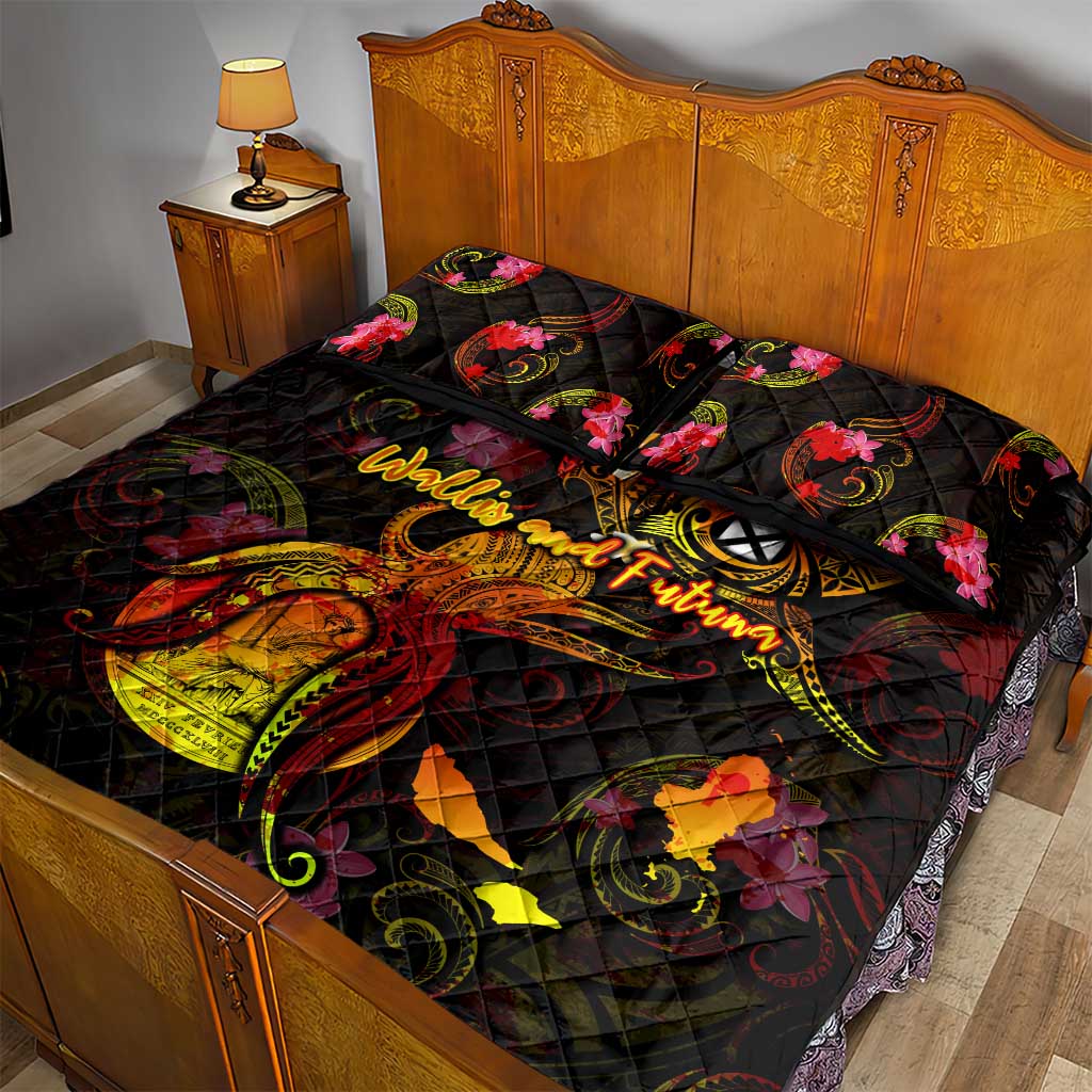 Wallis and Futuna Quilt Bed Set Octopus Plumeria Polynesian Tattoo DT02 - Polynesian Pride