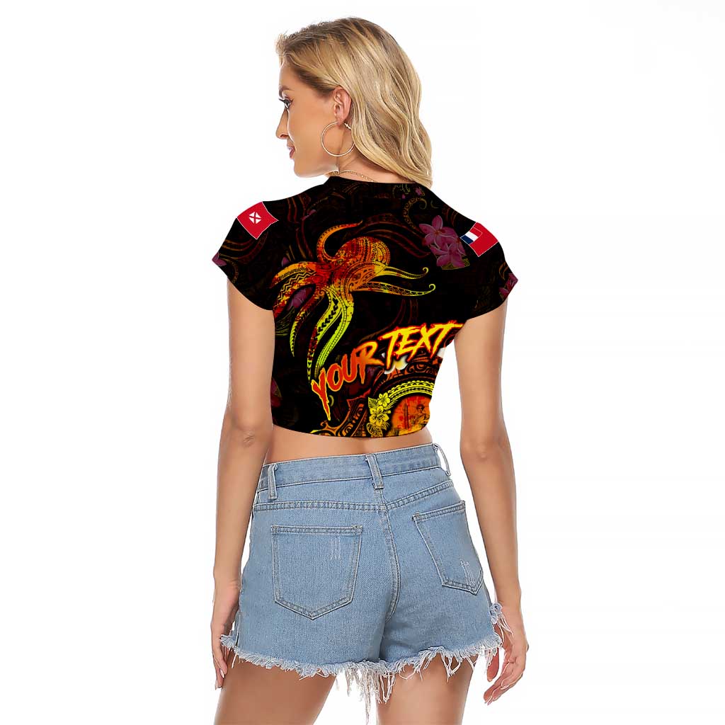 Wallis and Futuna Raglan Cropped T Shirt Octopus Plumeria Polynesian Tattoo DT02 - Polynesian Pride