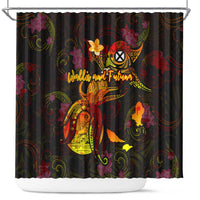 Wallis and Futuna Shower Curtain Octopus Plumeria Polynesian Tattoo DT02 Black - Polynesian Pride