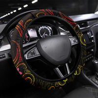 Wallis and Futuna Steering Wheel Cover Octopus Plumeria Polynesian Tattoo DT02 Universal Fit Black - Polynesian Pride