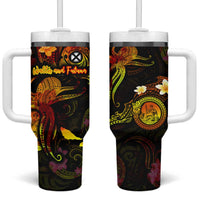 Wallis and Futuna Tumbler With Handle Octopus Plumeria Polynesian Tattoo DT02 One Size: 40 oz Black - Polynesian Pride
