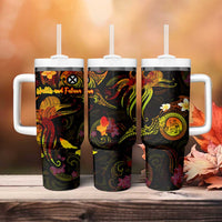 Wallis and Futuna Tumbler With Handle Octopus Plumeria Polynesian Tattoo DT02 - Polynesian Pride