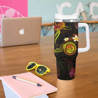 Wallis and Futuna Tumbler With Handle Octopus Plumeria Polynesian Tattoo DT02 - Polynesian Pride