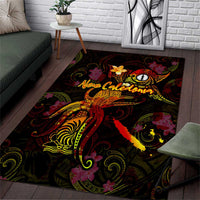 New Caledonia Area Rug Octopus Plumeria Polynesian Tattoo DT02 Black - Polynesian Pride