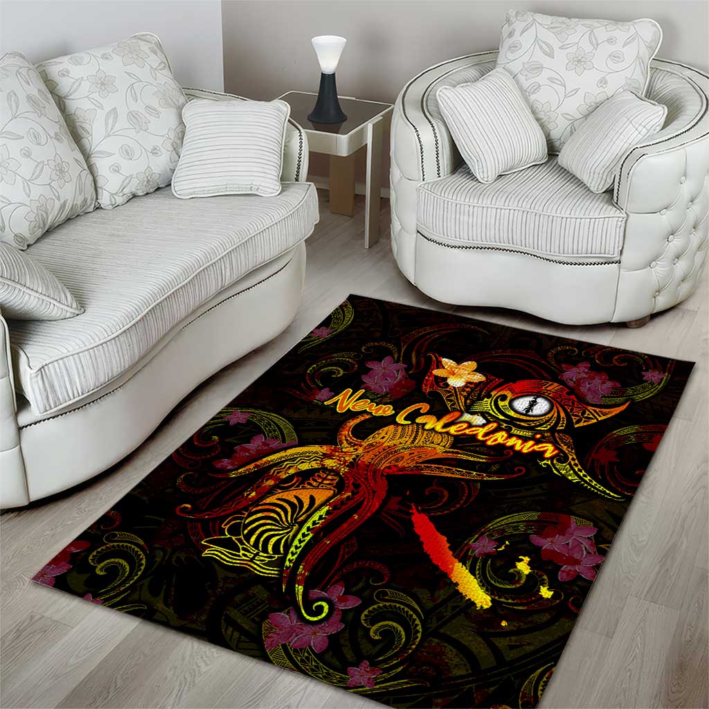 New Caledonia Area Rug Octopus Plumeria Polynesian Tattoo DT02 - Polynesian Pride