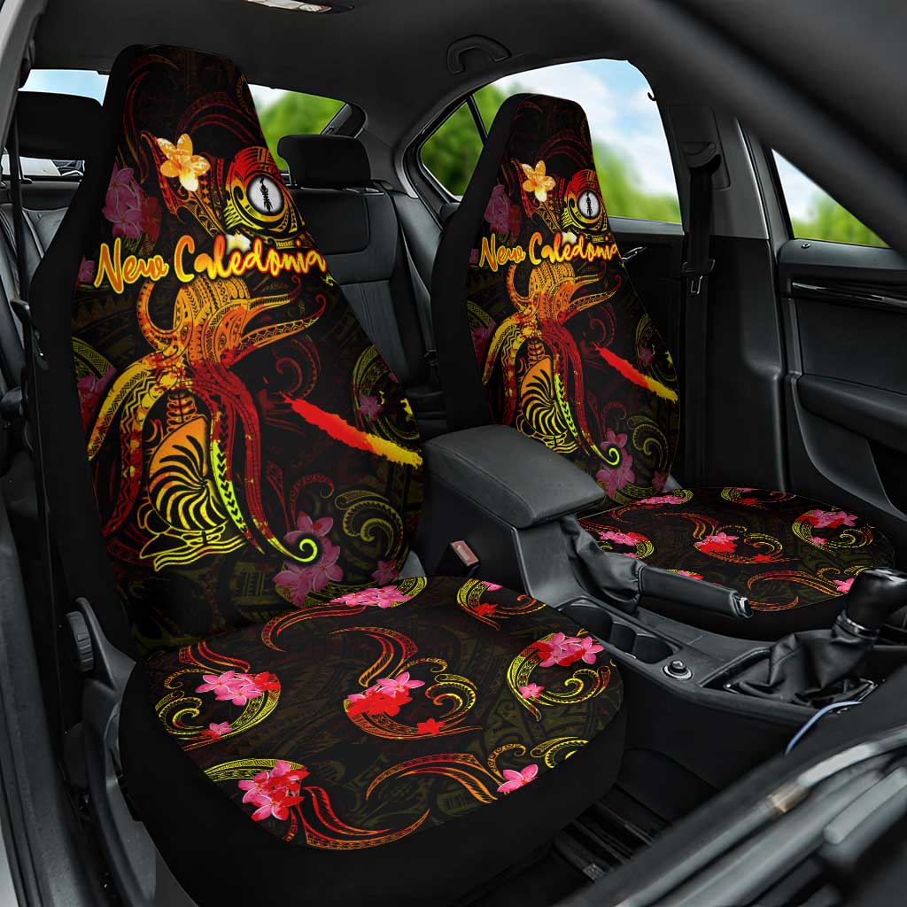New Caledonia Car Seat Cover Octopus Plumeria Polynesian Tattoo DT02 One Size Black - Polynesian Pride