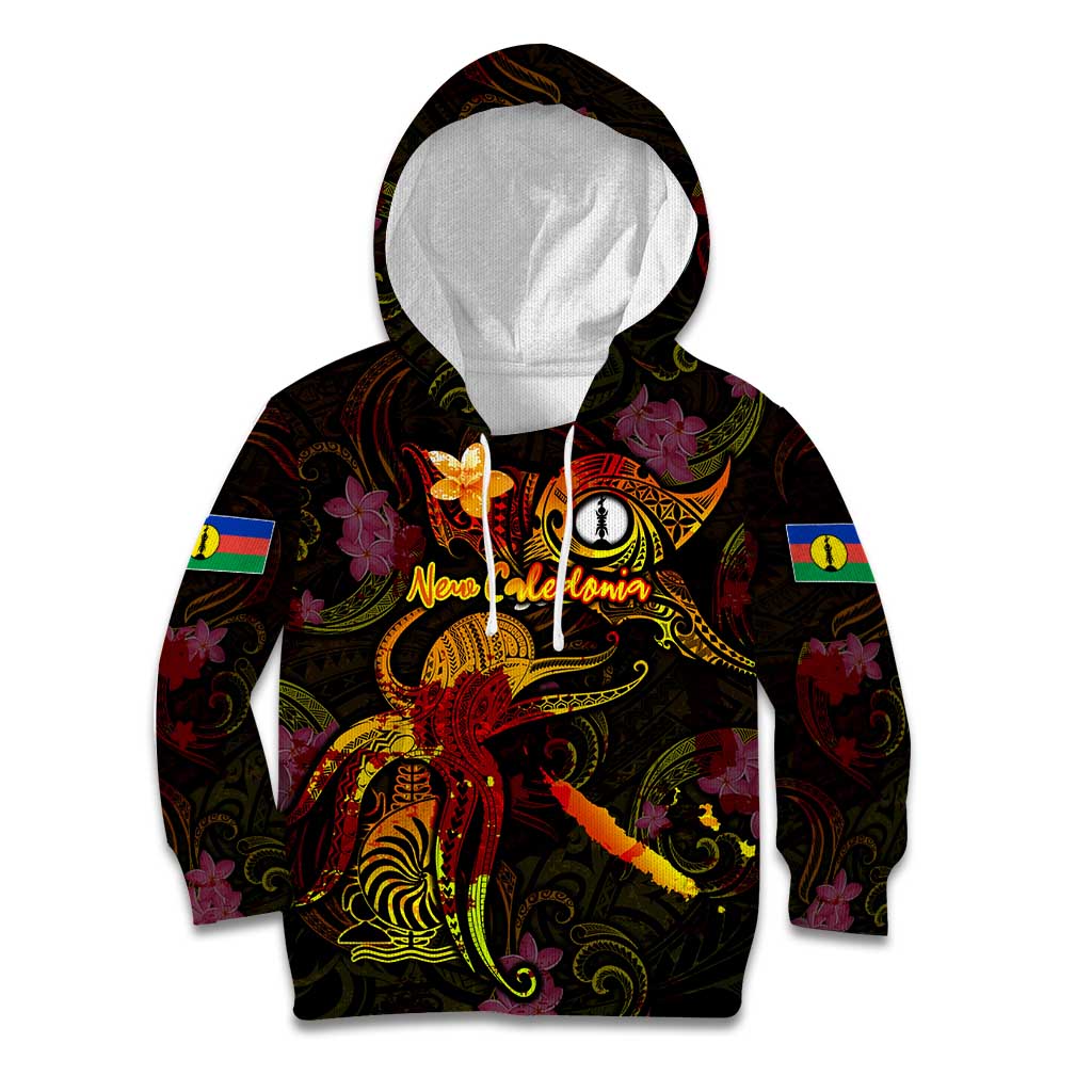New Caledonia Kid Hoodie Octopus Plumeria Polynesian Tattoo DT02 Hoodie Black - Polynesian Pride