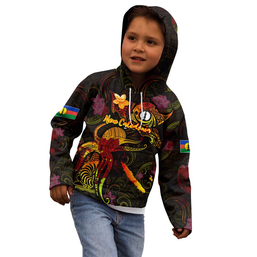 New Caledonia Kid Hoodie Octopus Plumeria Polynesian Tattoo DT02 - Polynesian Pride