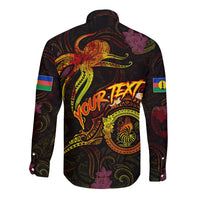 New Caledonia Long Sleeve Button Shirt Octopus Plumeria Polynesian Tattoo DT02 - Polynesian Pride