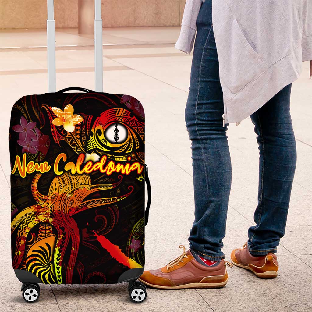 New Caledonia Luggage Cover Octopus Plumeria Polynesian Tattoo DT02 Black - Polynesian Pride