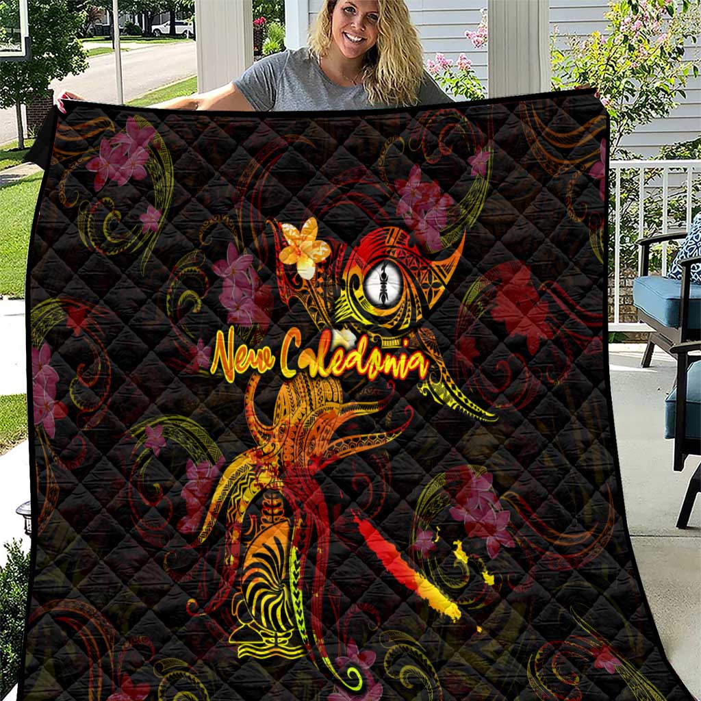 New Caledonia Quilt Octopus Plumeria Polynesian Tattoo DT02 Black - Polynesian Pride