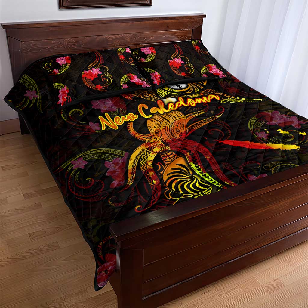 New Caledonia Quilt Bed Set Octopus Plumeria Polynesian Tattoo DT02 - Polynesian Pride