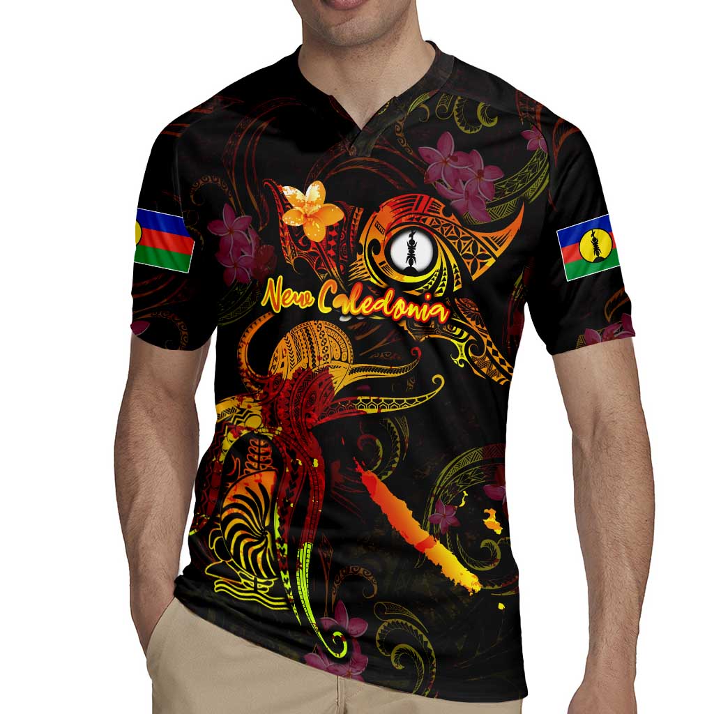New Caledonia Rugby Jersey Octopus Plumeria Polynesian Tattoo DT02 - Polynesian Pride