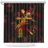 New Caledonia Shower Curtain Octopus Plumeria Polynesian Tattoo DT02 Black - Polynesian Pride