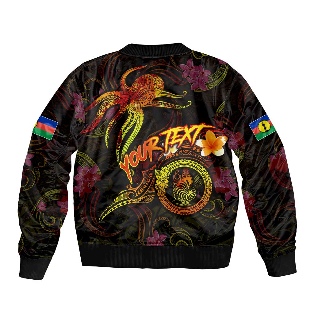 New Caledonia Sleeve Zip Bomber Jacket Octopus Plumeria Polynesian Tattoo DT02 - Polynesian Pride