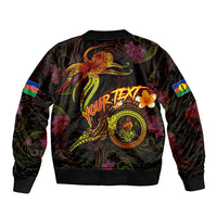 New Caledonia Sleeve Zip Bomber Jacket Octopus Plumeria Polynesian Tattoo DT02 - Polynesian Pride