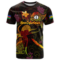 New Caledonia T Shirt Octopus Plumeria Polynesian Tattoo DT02 Black - Polynesian Pride