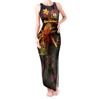 New Caledonia Tank Maxi Dress Octopus Plumeria Polynesian Tattoo DT02 Women Black - Polynesian Pride