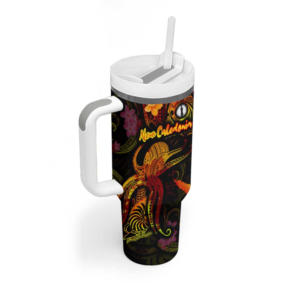 New Caledonia Tumbler With Handle Octopus Plumeria Polynesian Tattoo DT02 - Polynesian Pride