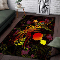 Tahiti French Polynesia Area Rug Octopus Plumeria Polynesian Tattoo DT02 Black - Polynesian Pride