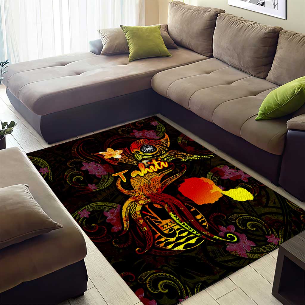Tahiti French Polynesia Area Rug Octopus Plumeria Polynesian Tattoo DT02 - Polynesian Pride