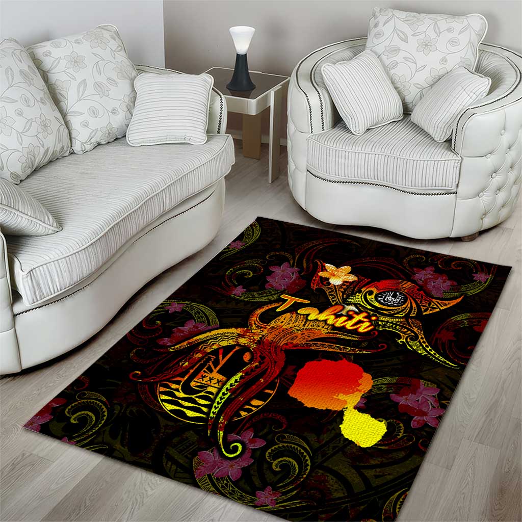 Tahiti French Polynesia Area Rug Octopus Plumeria Polynesian Tattoo DT02 - Polynesian Pride