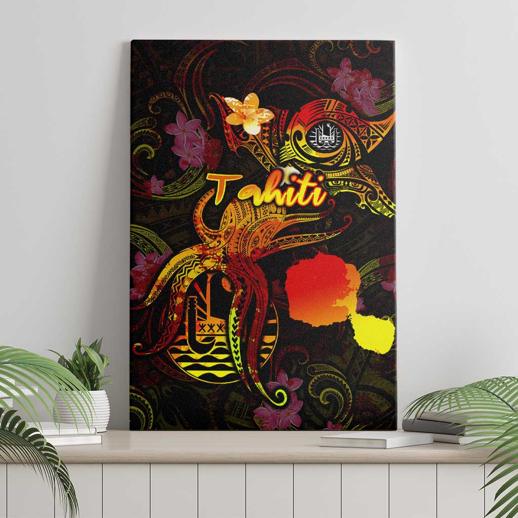 Tahiti French Polynesia Canvas Wall Art Octopus Plumeria Polynesian Tattoo DT02 - Polynesian Pride