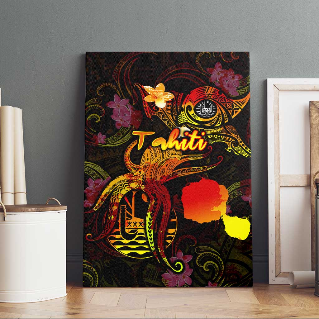 Tahiti French Polynesia Canvas Wall Art Octopus Plumeria Polynesian Tattoo DT02 - Polynesian Pride