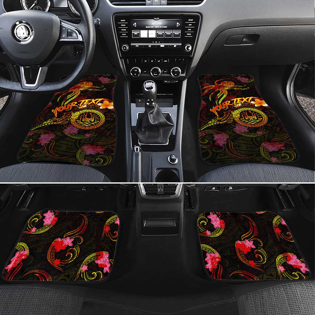 Tahiti French Polynesia Car Mats Octopus Plumeria Polynesian Tattoo DT02 Set 4pcs Black - Polynesian Pride