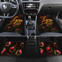 Tahiti French Polynesia Car Mats Octopus Plumeria Polynesian Tattoo DT02 Set 4pcs Black - Polynesian Pride