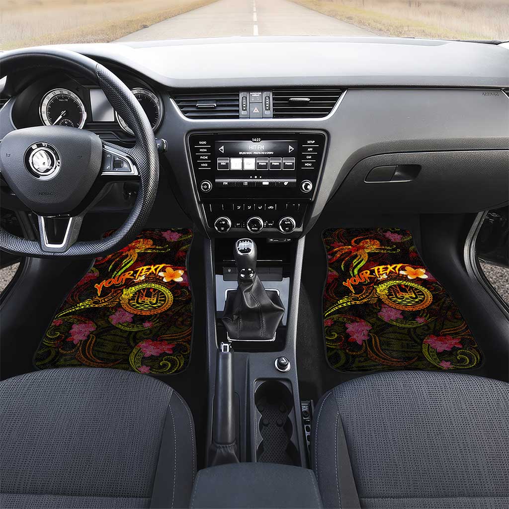 Tahiti French Polynesia Car Mats Octopus Plumeria Polynesian Tattoo DT02 Set 2pcs - Front Black - Polynesian Pride