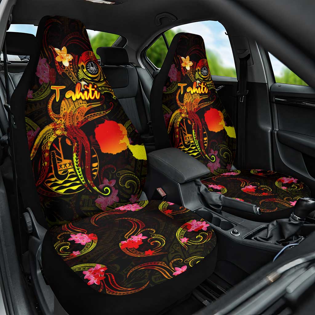 Tahiti French Polynesia Car Seat Cover Octopus Plumeria Polynesian Tattoo DT02 One Size Black - Polynesian Pride
