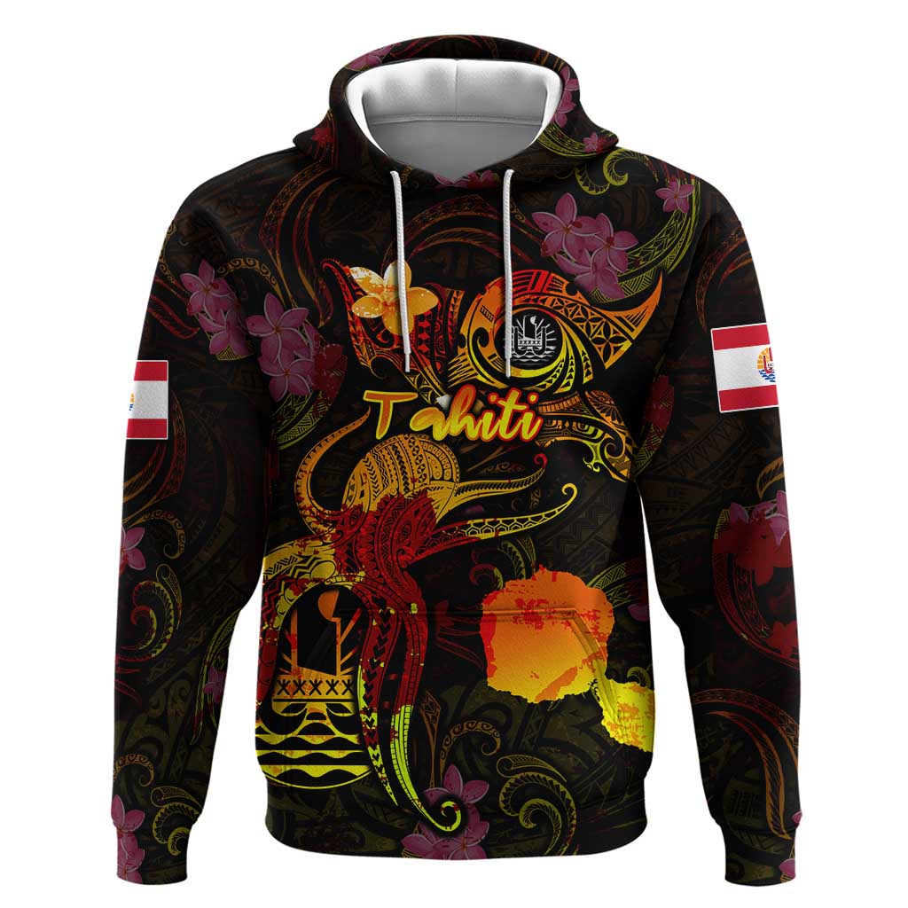 Tahiti French Polynesia Hoodie Octopus Plumeria Polynesian Tattoo DT02 Pullover Hoodie Black - Polynesian Pride