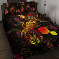 Tahiti French Polynesia Quilt Bed Set Octopus Plumeria Polynesian Tattoo DT02 Black - Polynesian Pride