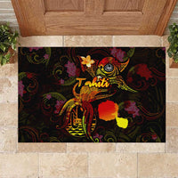 Tahiti French Polynesia Rubber Doormat Octopus Plumeria Polynesian Tattoo DT02 Black - Polynesian Pride