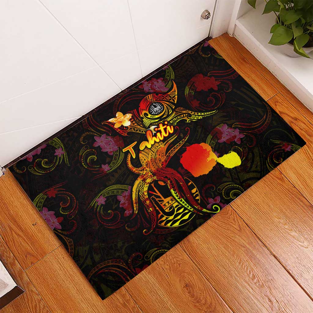 Tahiti French Polynesia Rubber Doormat Octopus Plumeria Polynesian Tattoo DT02 - Polynesian Pride